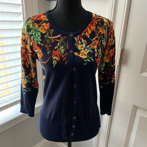 EUC New York & Co Button-down Floral Cardigan (Blue)